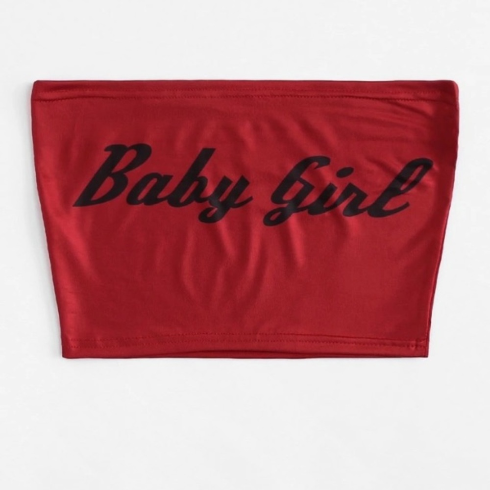 Baby Girl Maroon Elastic Trim On Top & Bottom Tube Top